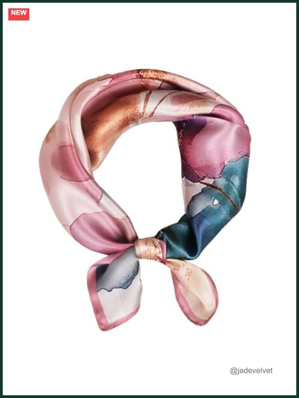 100% Mulberry Silk Neck Scarf 21" Square Floral Neckerchief